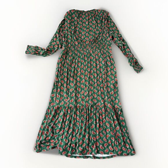 Boden Paisley Jersey Maxi Dress Size 12 Green Long Sleeve - Picture 2 of 8